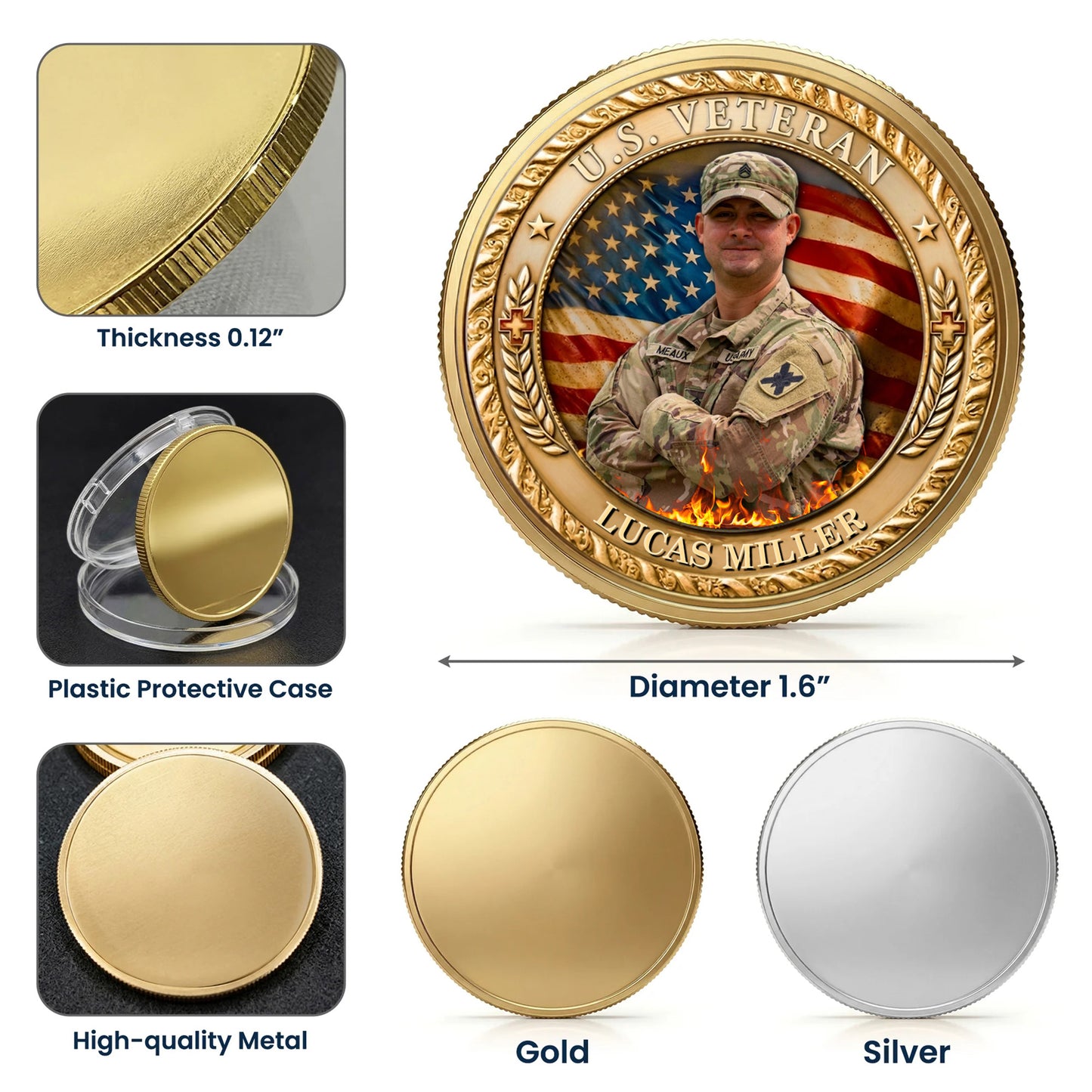 Personalized 250th Anniversary USA Independence Commemorative Coin, Gold And Silver 250th Coin, Patriotic Gifts EKHI-05076331