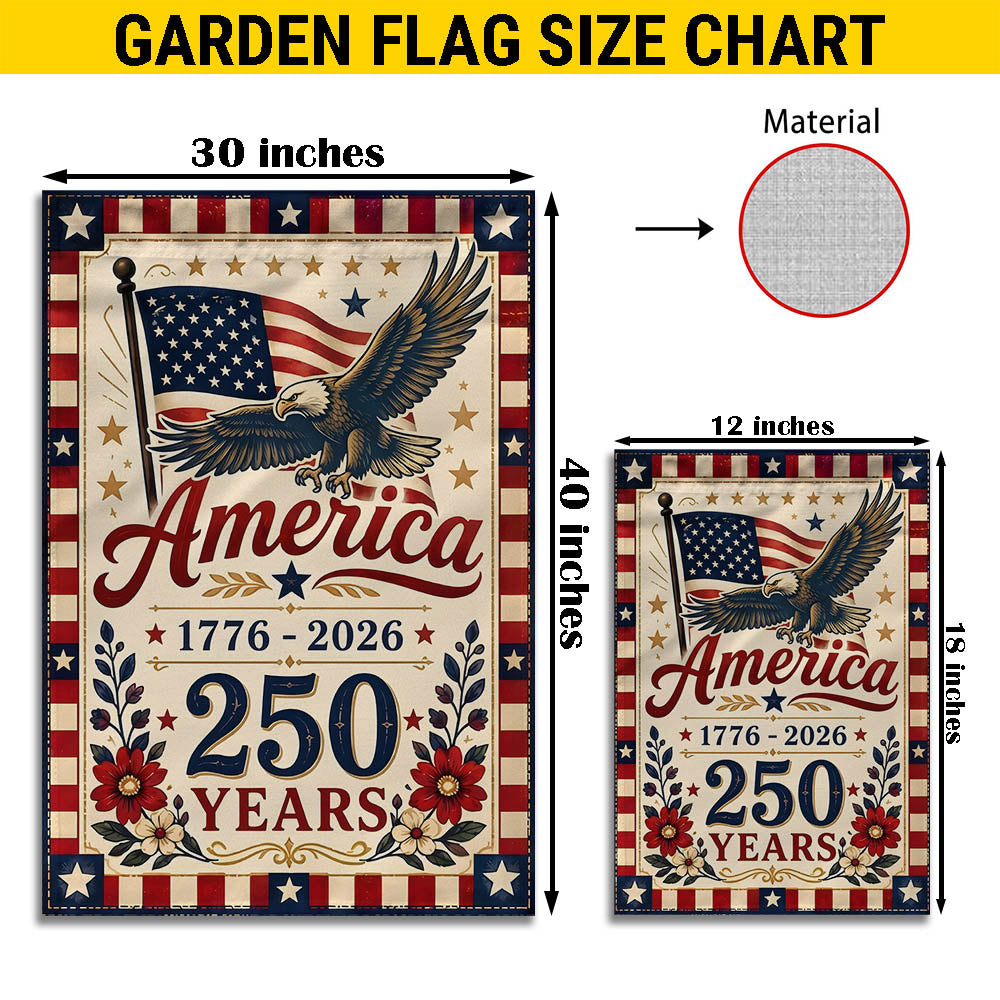 1776-2026 Patriotic Garden Flag, 250 Years of Independence Day Decor EKHI-05126407