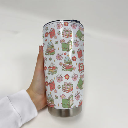Whimsical Holiday Book Tumbler – 20oz & 40oz Cozy Gift Cup
