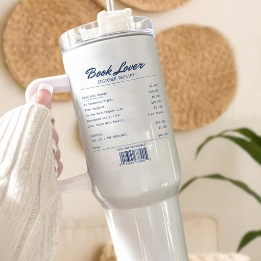 Book Lover Receipt Stainless Steel Tumbler