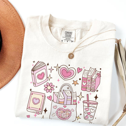 Heart Book Lover Comfort Colors T-Shirt