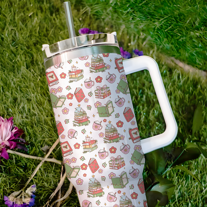 Whimsical Holiday Book Tumbler – 20oz & 40oz Cozy Gift Cup