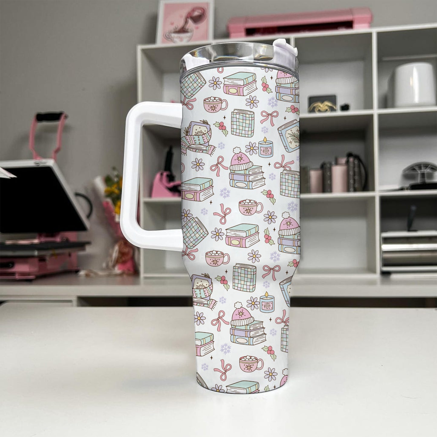 Cozy Bookish Tumbler – 20oz & 40oz Relaxed Reader Cup