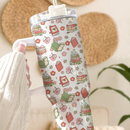 Whimsical Holiday Book Tumbler – 20oz & 40oz Cozy Gift Cup