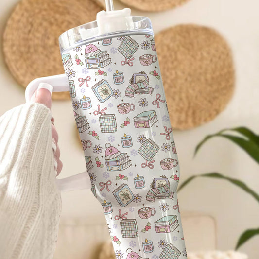 Cozy Bookish Tumbler – 20oz & 40oz Relaxed Reader Cup