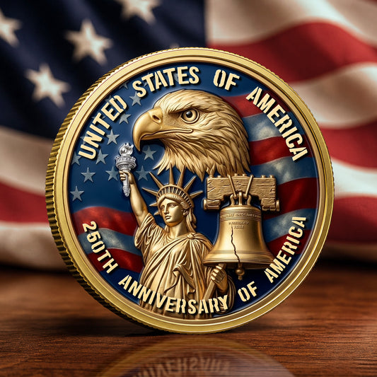 Personalized US America 250th Anniversary Commemorative Coin, Gold And Silver 250th Coin, Patriotic Gifts EKHI-05076331