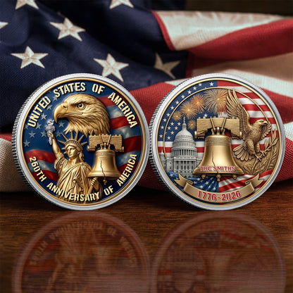 Personalized US America 250th Anniversary Commemorative Coin, Gold And Silver 250th Coin, Patriotic Gifts EKHI-05076331
