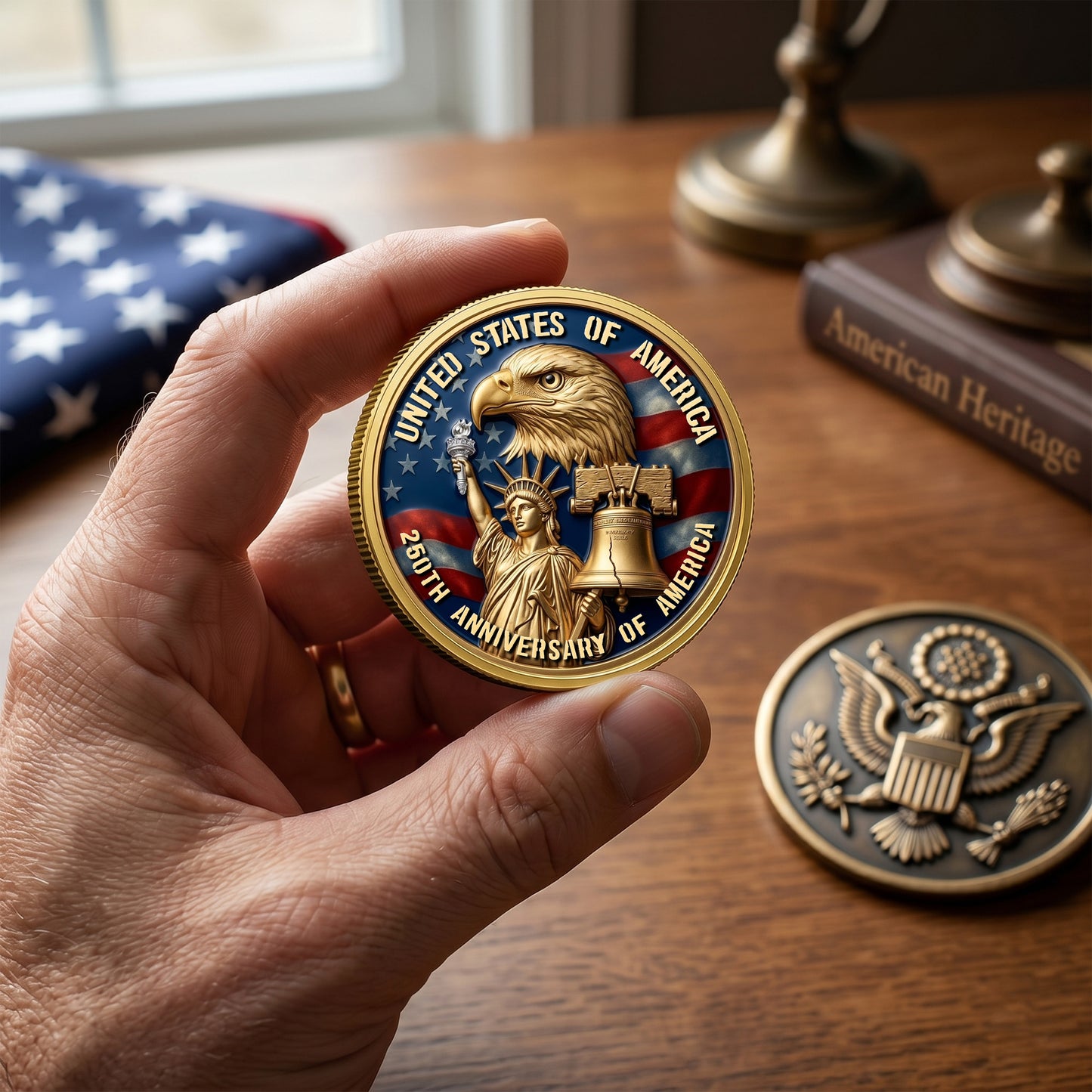 Personalized US America 250th Anniversary Commemorative Coin, Gold And Silver 250th Coin, Patriotic Gifts EKHI-05076331