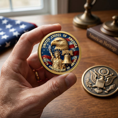Personalized US America 250th Anniversary Commemorative Coin, Gold And Silver 250th Coin, Patriotic Gifts EKHI-05076331