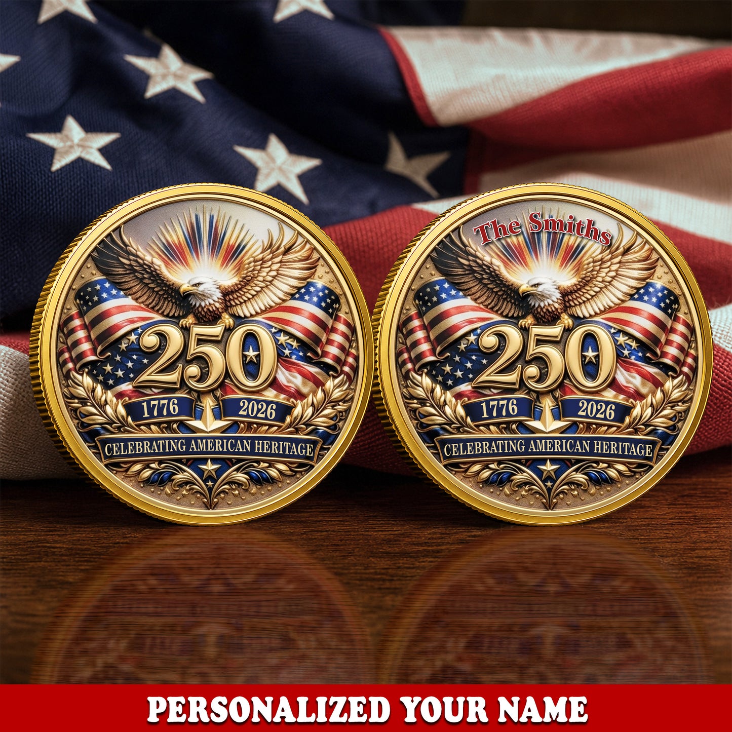 Personalized Independence Day 250 Years Of America Commemorative Coin, Gold And Silver 250th Coin, 250th Anniversary Gifts EKHI-05076331