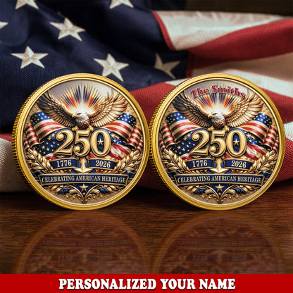 Personalized Independence Day 250 Years Of America Commemorative Coin, Gold And Silver 250th Coin, 250th Anniversary Gifts EKHI-05076331