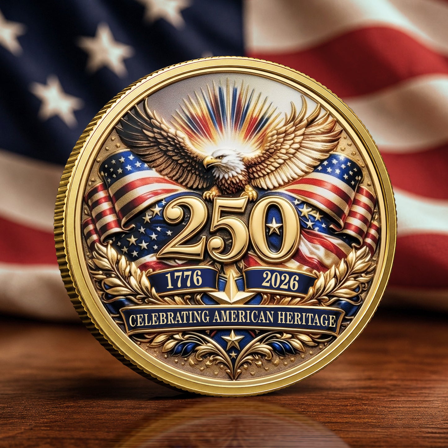 Personalized Independence Day 250 Years Of America Commemorative Coin, Gold And Silver 250th Coin, 250th Anniversary Gifts EKHI-05076331