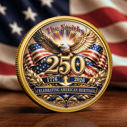 Personalized Independence Day 250 Years Of America Commemorative Coin, Gold And Silver 250th Coin, 250th Anniversary Gifts EKHI-05076331