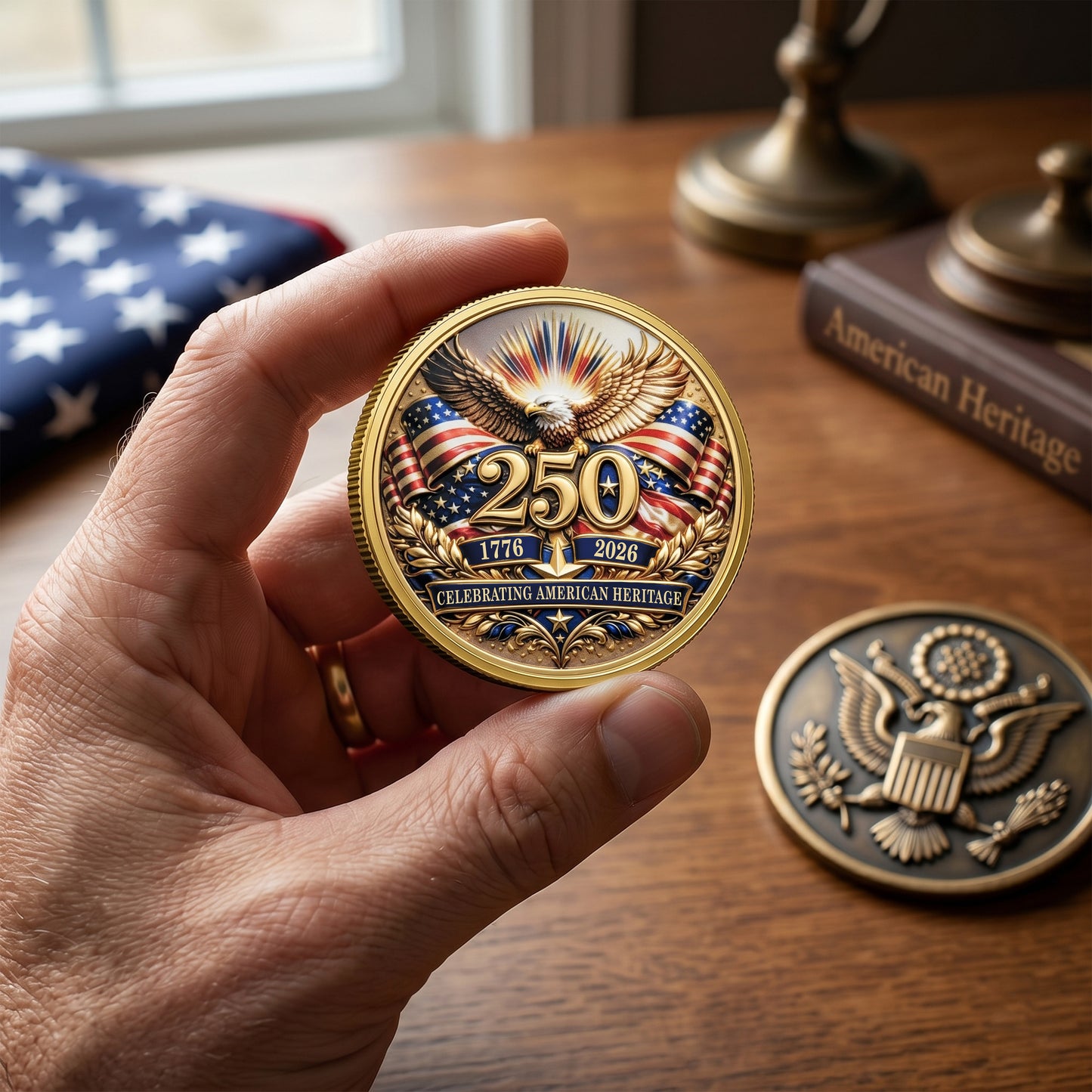 Personalized Independence Day 250 Years Of America Commemorative Coin, Gold And Silver 250th Coin, 250th Anniversary Gifts EKHI-05076331