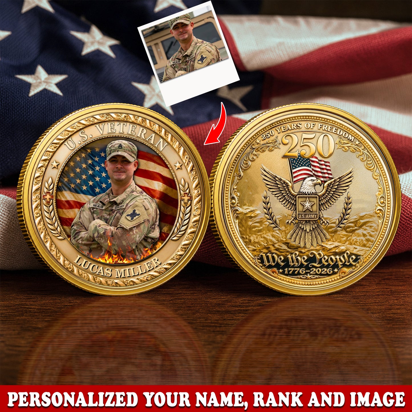 Personalized 250th Anniversary USA Independence Commemorative Coin, Gold And Silver 250th Coin, Patriotic Gifts EKHI-05076331