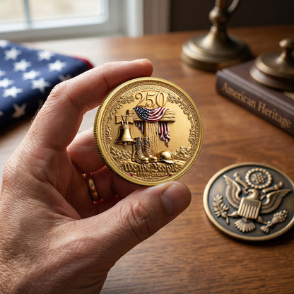 Personalized Independence Day 250th Anniversary Commemorative Coin With Name And Military Service Time, Gold And Silver 250th Coin, July 4th Gifts EKHI-05086351
