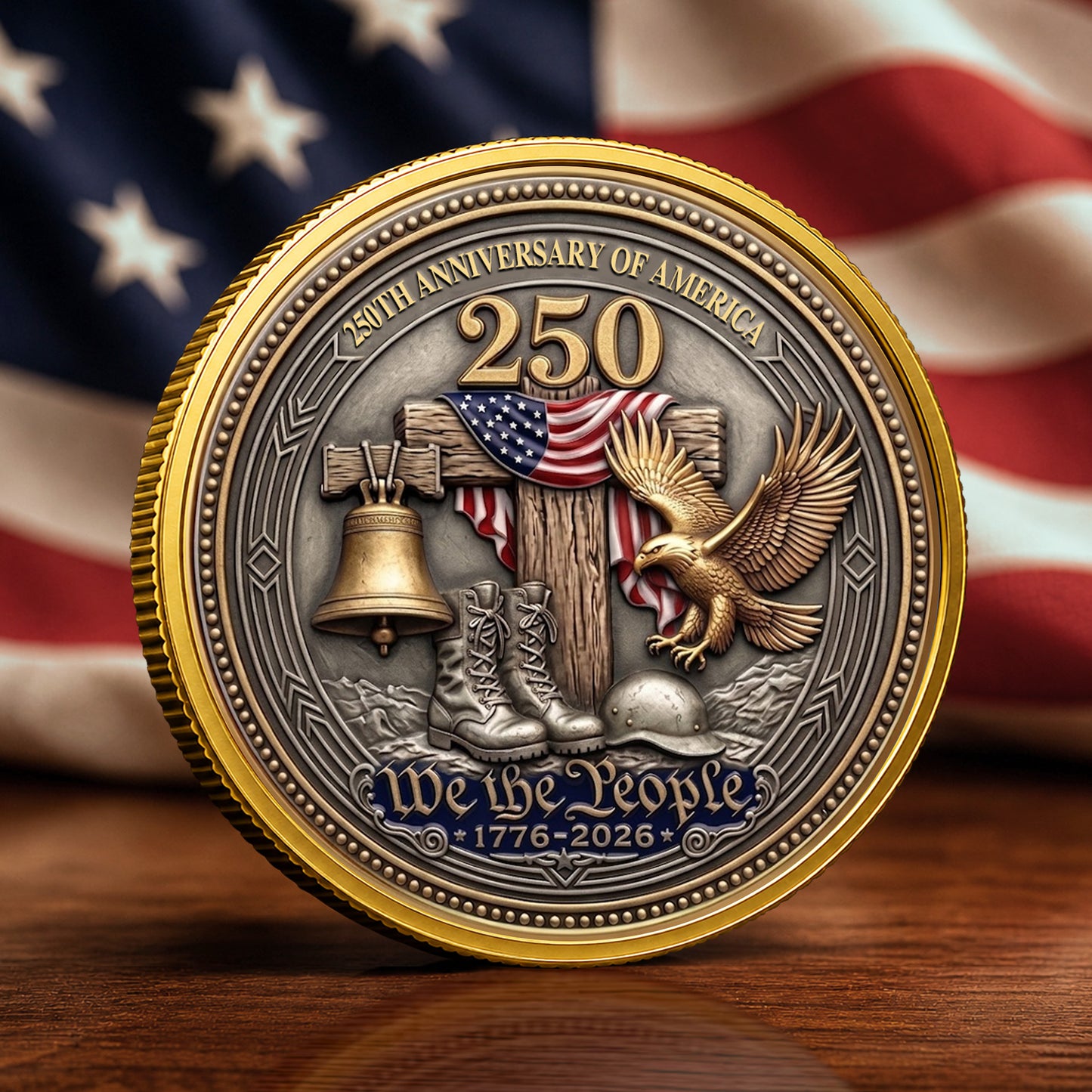 250 Years Of Independence Commemorative Coin, Gold And Silver 250th Coin, July 4th Gifts EKHI-05086351