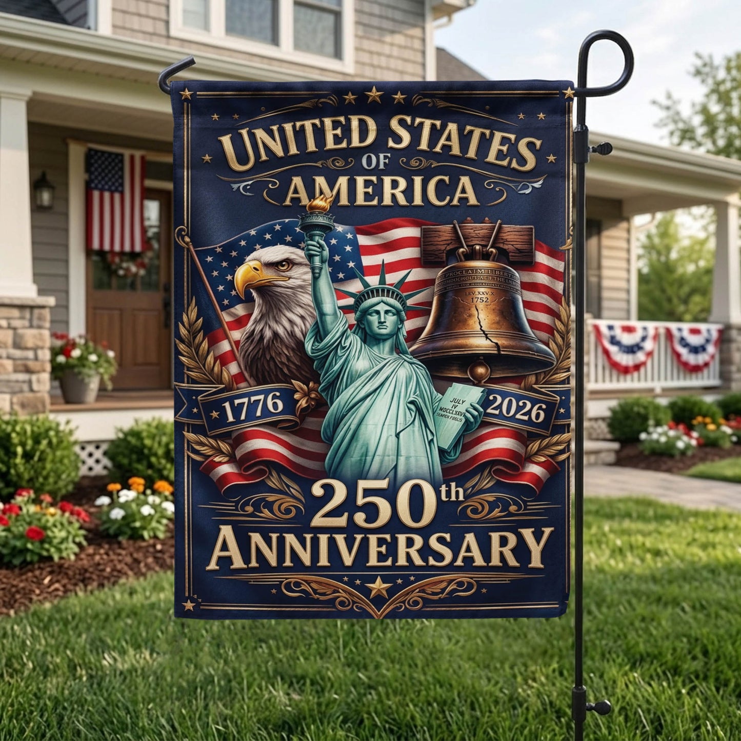 USA 250th Anniversary Garden Flag, 4th of July Patriotic Gift EKHI-05116385