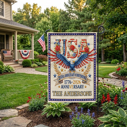 Personalized America 250th Anniversary Garden Flag With Name, 1776-2026 USA Flag, Patriotic Eagle Outdoor Yard Decor EKHI-05116385