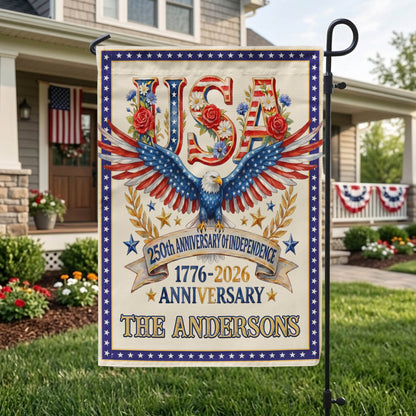 Personalized America 250th Anniversary Garden Flag With Name, 1776-2026 USA Flag, Patriotic Eagle Outdoor Yard Decor EKHI-05116385