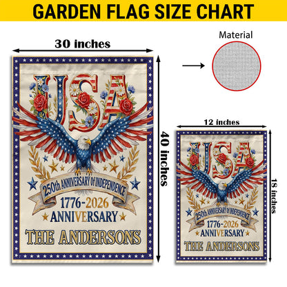Personalized America 250th Anniversary Garden Flag With Name, 1776-2026 USA Flag, Patriotic Eagle Outdoor Yard Decor EKHI-05116385