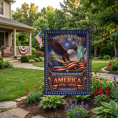 Personalized 250th Anniversary Garden Flag, 1776-2026  250 Years Of Independence, Patriotic Gift EKHI-05116385