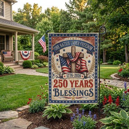 250 Years of Freedom Garden Flag, Patriotic American Flag Decor 1776–2026, Independence Day Gifts EKHI-05116385