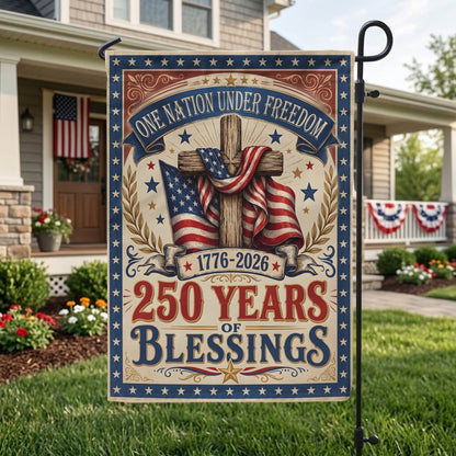 250 Years of Freedom Garden Flag, Patriotic American Flag Decor 1776–2026, Independence Day Gifts EKHI-05116385