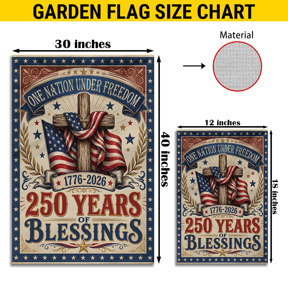 250 Years of Freedom Garden Flag, Patriotic American Flag Decor 1776–2026, Independence Day Gifts EKHI-05116385