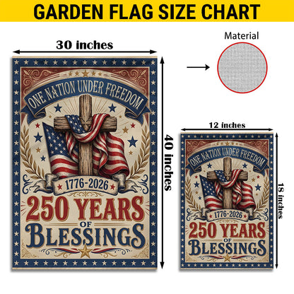 250 Years of Freedom Garden Flag, Patriotic American Flag Decor 1776–2026, Independence Day Gifts EKHI-05116385