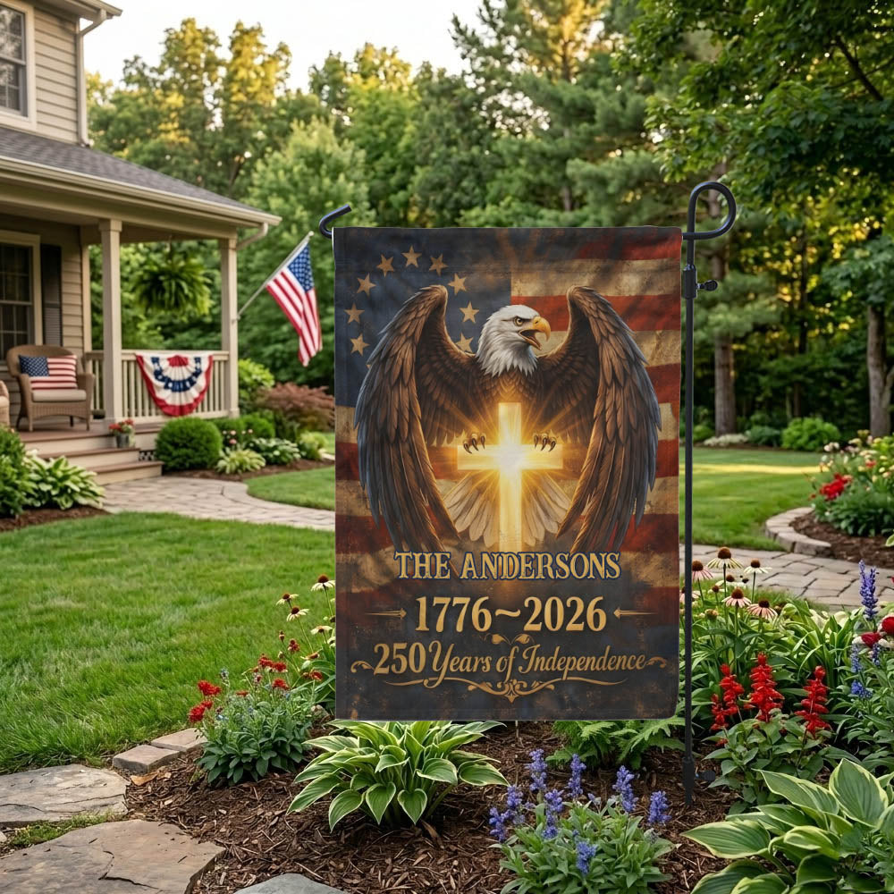 Personalized 250th Anniversary Garden Flag, USA 250th Anniversary Outdoor Yard Flag, 4th of July Patriotic Gift EKHI-05116385