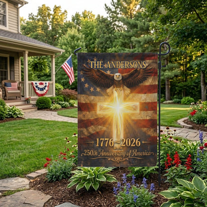Personalized USA 250th Anniversary Garden Flag, Patriotic 1776–2026 Flag, 4th of July Patriotic Gift EKHI-05116385