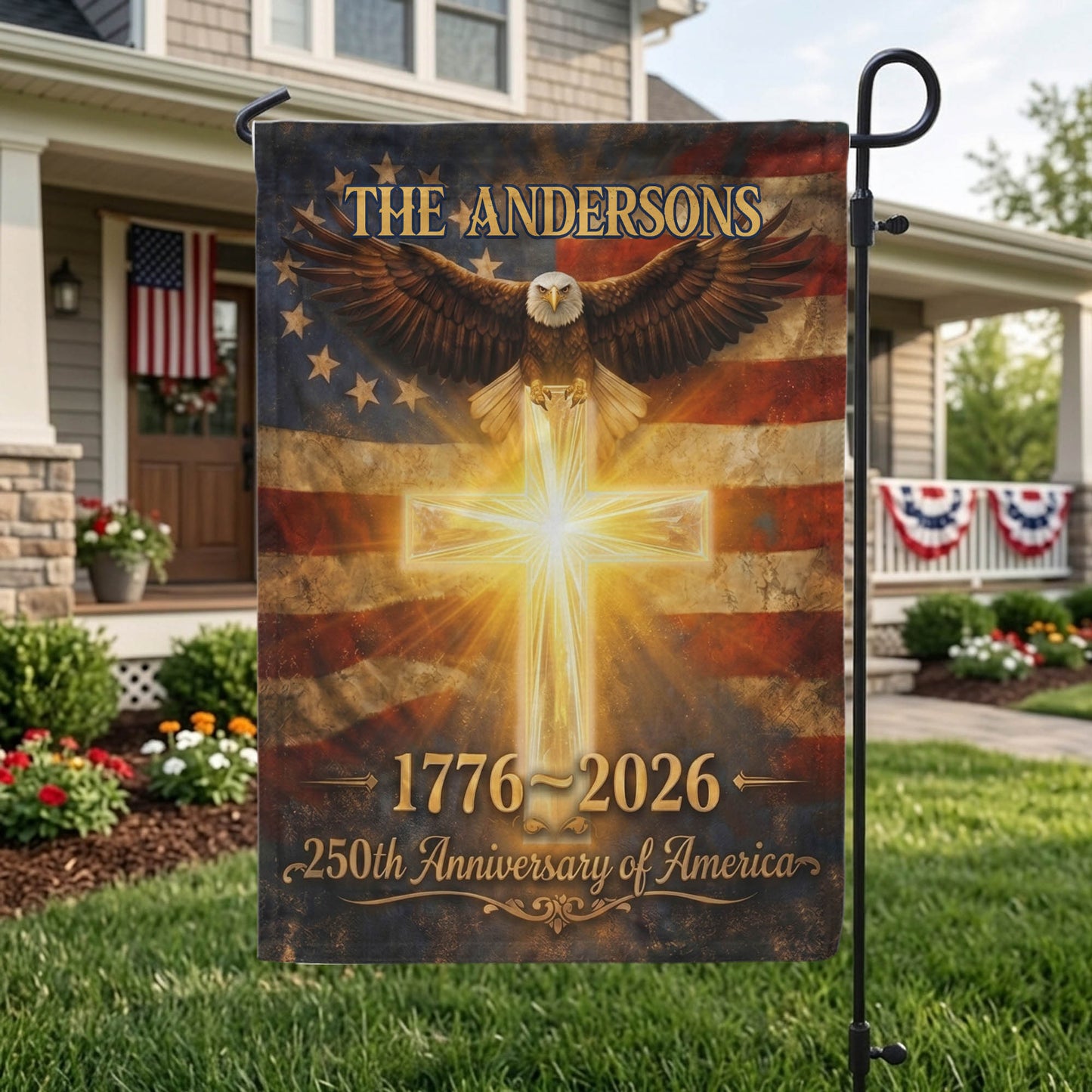 Personalized USA 250th Anniversary Garden Flag, Patriotic 1776–2026 Flag, 4th of July Patriotic Gift EKHI-05116385