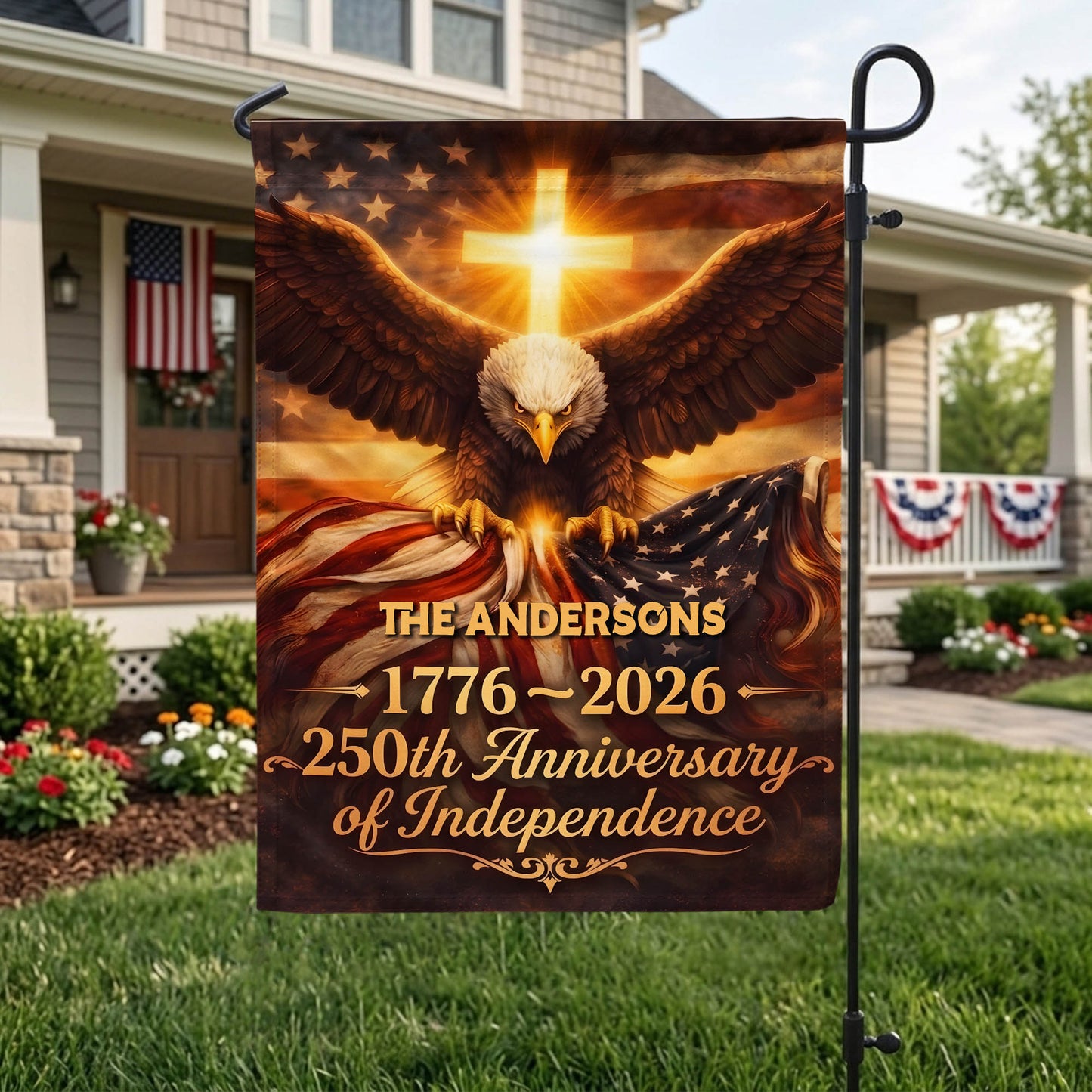 Personalized America 250th Anniversary Garden Flag, Patriotic Flag, July 4th Home Decoration EKHI-05126407