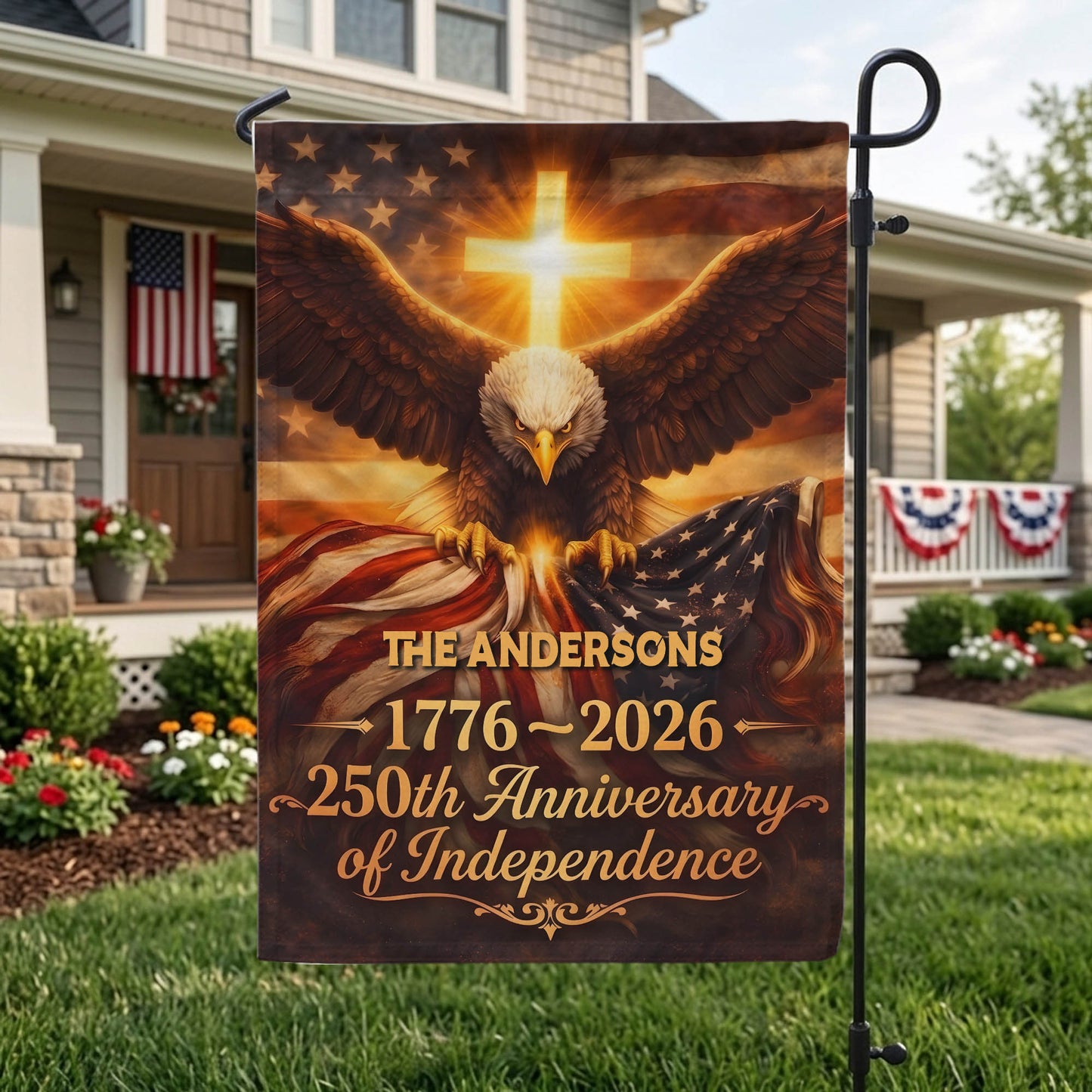 Personalized America 250th Anniversary Garden Flag, Patriotic Flag, July 4th Home Decoration EKHI-05126407