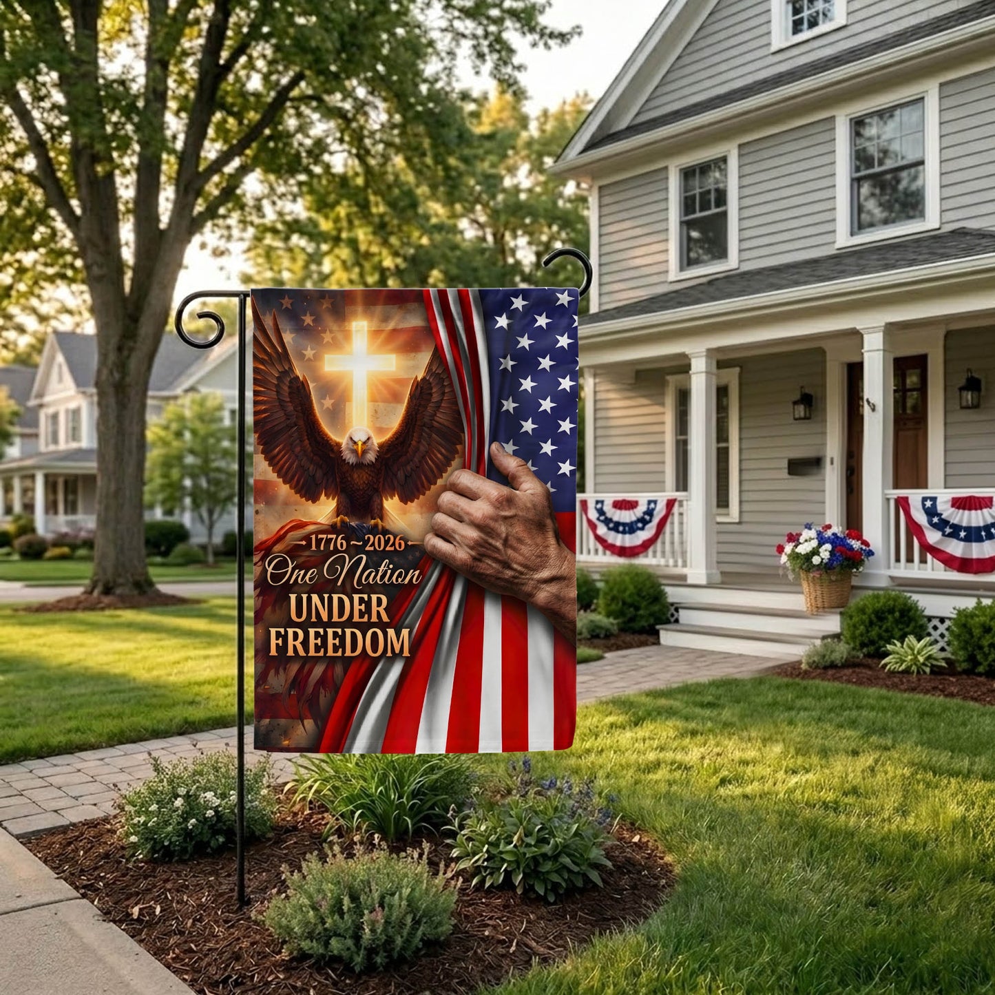 USA 250th Anniversary Garden Flag, 1776-2026 Patriotic Outdoor Decor EKHI-05126407