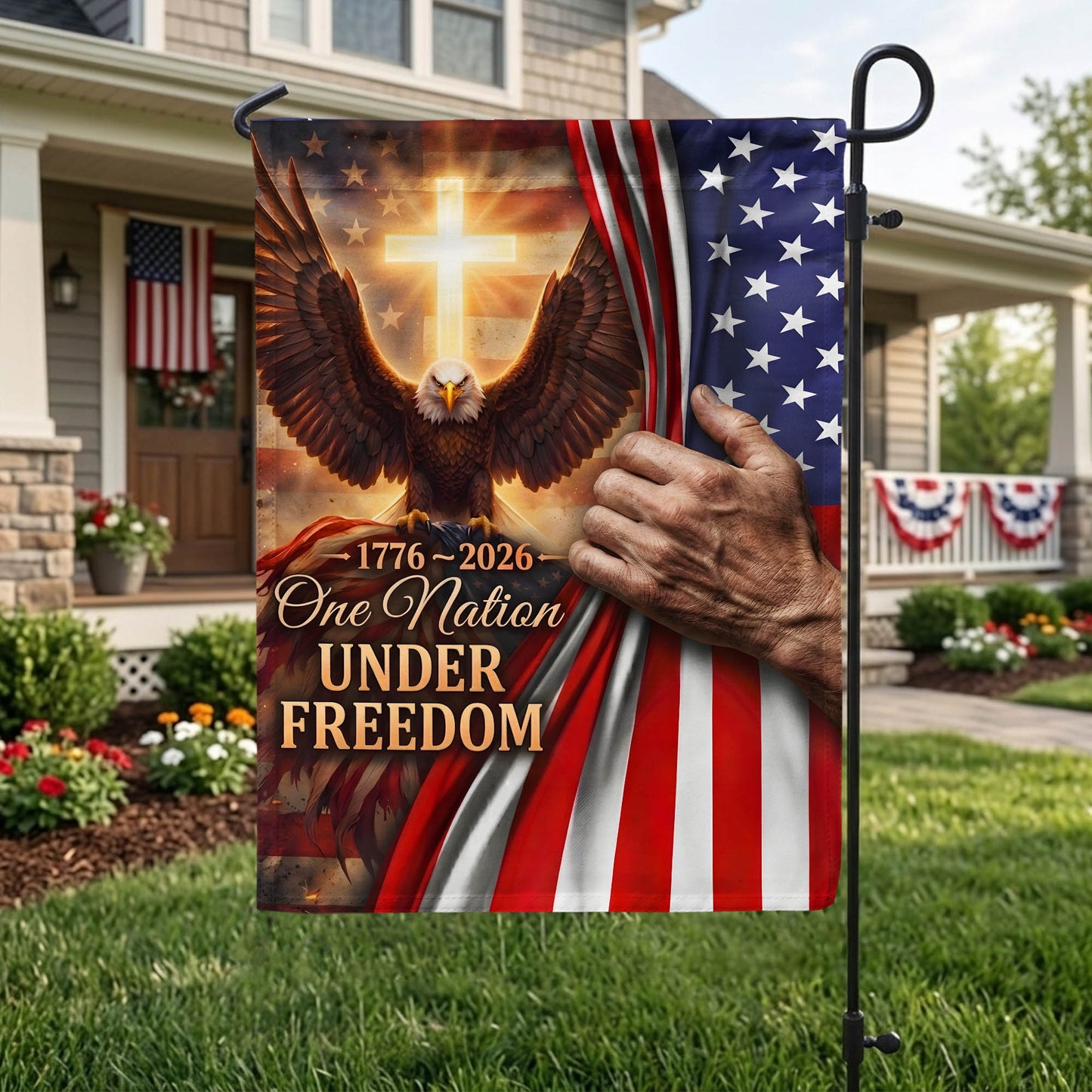 USA 250th Anniversary Garden Flag, 1776-2026 Patriotic Outdoor Decor EKHI-05126407