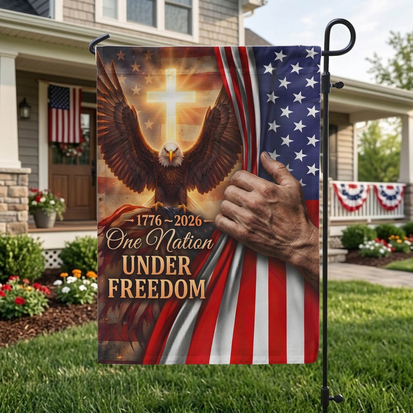 USA 250th Anniversary Garden Flag, 1776-2026 Patriotic Outdoor Decor EKHI-05126407