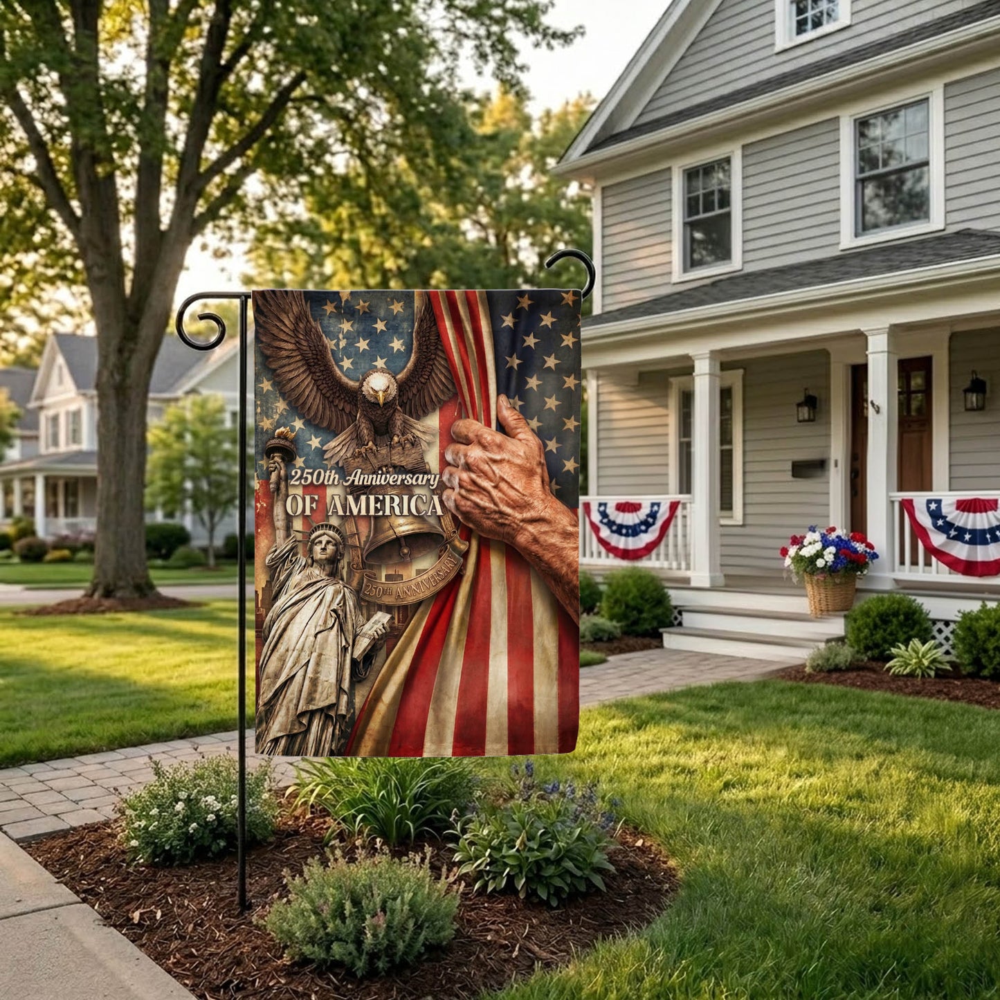 USA 250th Anniversary 1776-2026 Garden Flag, July 4th Home Decoration EKHI-05126407