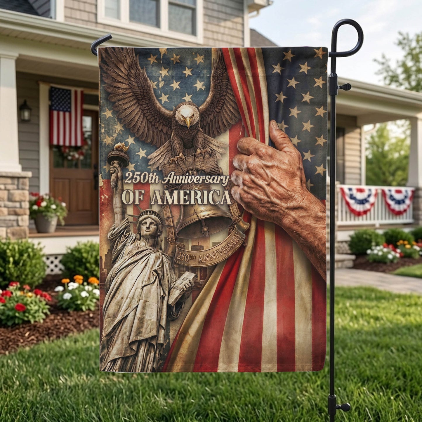 USA 250th Anniversary 1776-2026 Garden Flag, July 4th Home Decoration EKHI-05126407