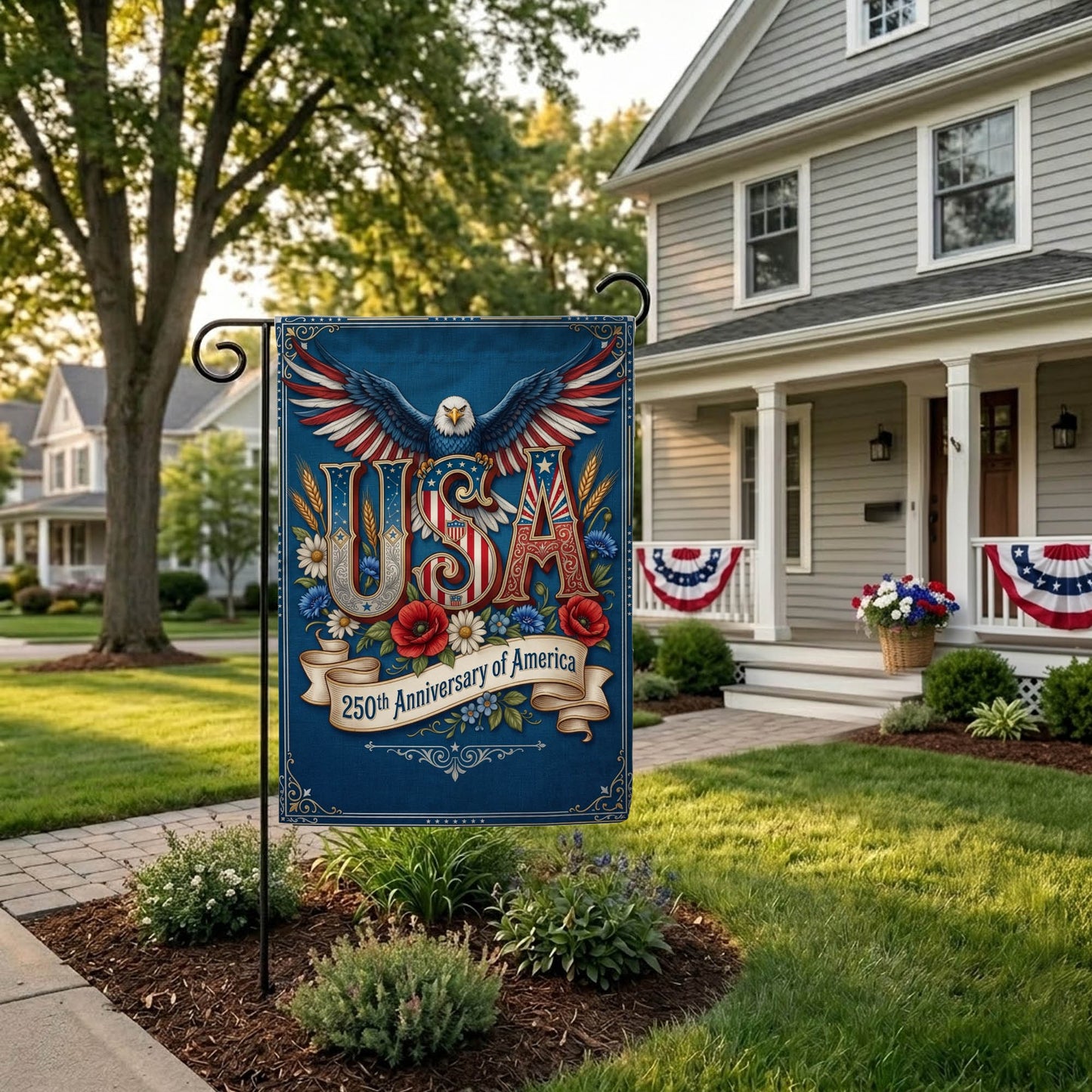 USA 250th Anniversary Garden Flag, 1776-2026 Patriotic Outdoor Décor, Independence Day Gift EKHI-05146462