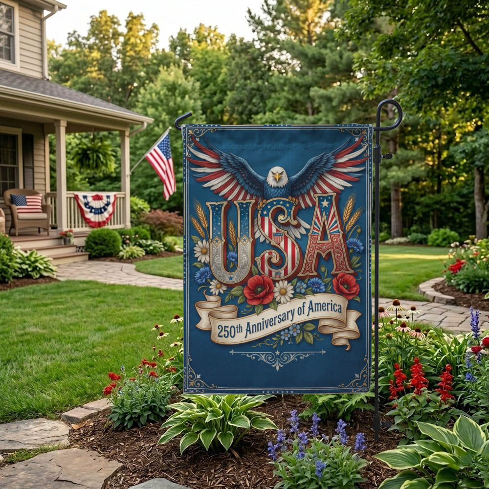 USA 250th Anniversary Garden Flag, 1776-2026 Patriotic Outdoor Décor, Independence Day Gift EKHI-05146462