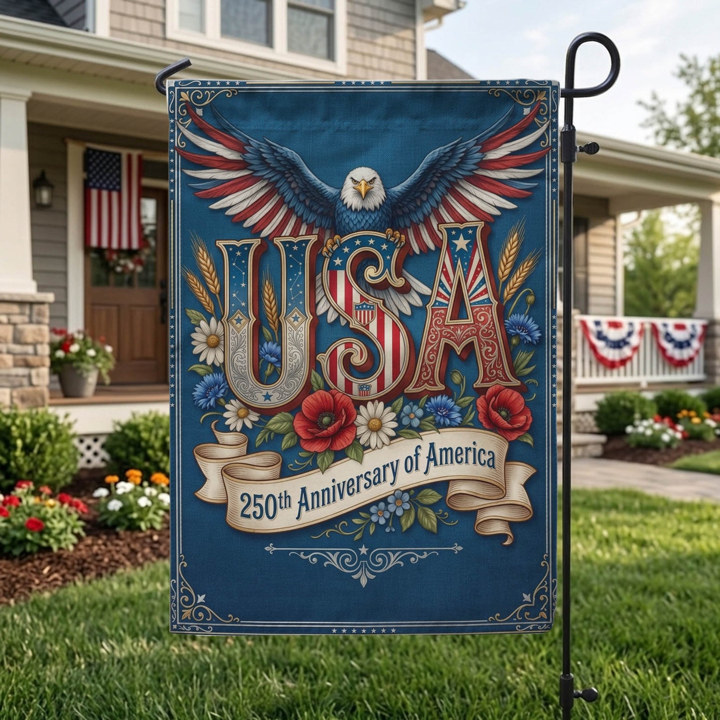 USA 250th Anniversary Garden Flag, 1776-2026 Patriotic Outdoor Décor, Independence Day Gift EKHI-05146462