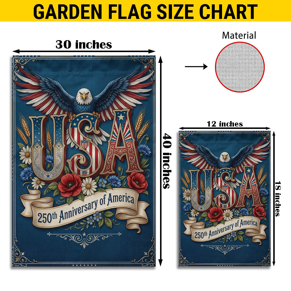 USA 250th Anniversary Garden Flag, 1776-2026 Patriotic Outdoor Décor, Independence Day Gift EKHI-05146462