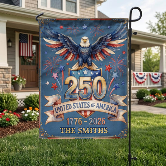 Personalized America 250th Anniversary Garden Flag, Patriotic Eagle Outdoor Yard Decor, 1776-2026 USA Flag, 4th of July Gift EKHI-05146462