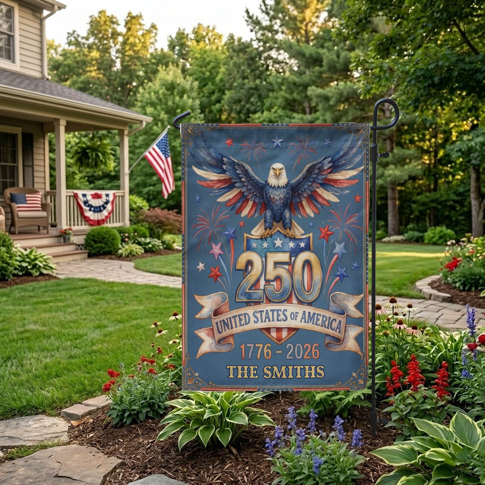 Personalized America 250th Anniversary Garden Flag, Patriotic Eagle Outdoor Yard Decor, 1776-2026 USA Flag, 4th of July Gift EKHI-05146462
