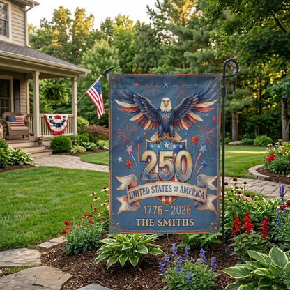 Personalized America 250th Anniversary Garden Flag, Patriotic Eagle Outdoor Yard Decor, 1776-2026 USA Flag, 4th of July Gift EKHI-05146462