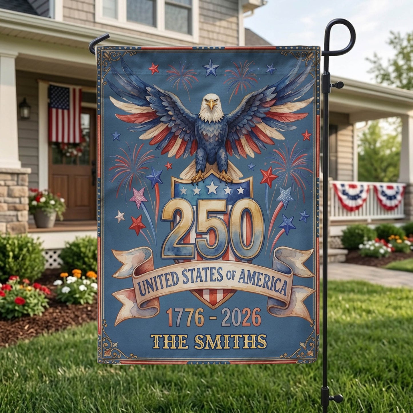 Personalized America 250th Anniversary Garden Flag, Patriotic Eagle Outdoor Yard Decor, 1776-2026 USA Flag, 4th of July Gift EKHI-05146462
