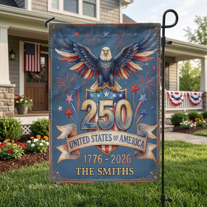 Personalized America 250th Anniversary Garden Flag, Patriotic Eagle Outdoor Yard Decor, 1776-2026 USA Flag, 4th of July Gift EKHI-05146462