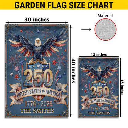 Personalized America 250th Anniversary Garden Flag, Patriotic Eagle Outdoor Yard Decor, 1776-2026 USA Flag, 4th of July Gift EKHI-05146462